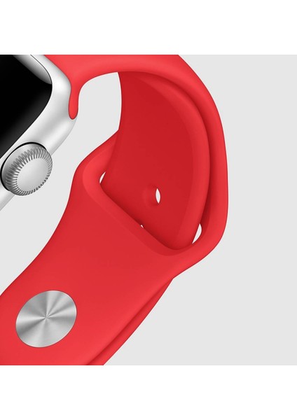 Apple Watch Uyumlu Series 6 44 mm Silikon Kordon Kırmızı