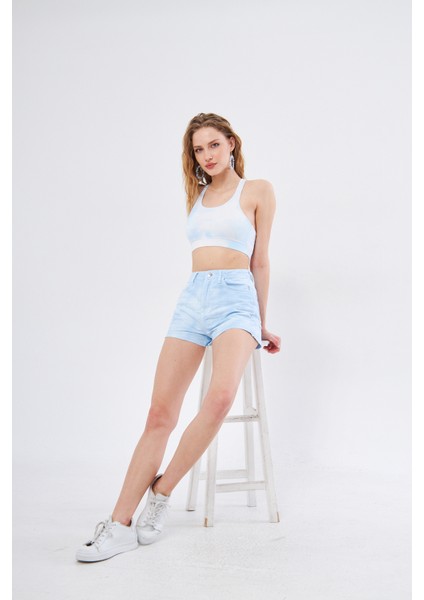 Batik Desen Denim Şort