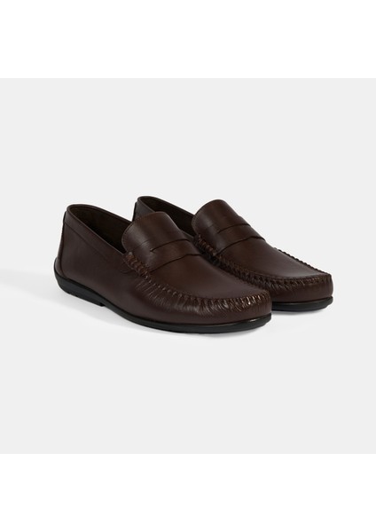 Jovian Kahve Erkek Deri Slip-On Loafer