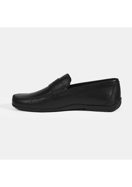 Jovian Siyah Erkek Deri Slip-On Loafer