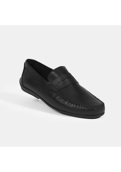 Jovian Siyah Erkek Deri Slip-On Loafer