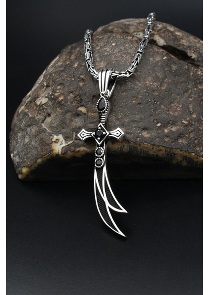 Hz. Ali'nin Kılıcı Zülfikar Kolye Kral Zincir 2 mm 925 Ayar Gümüş 901575 fiyatları