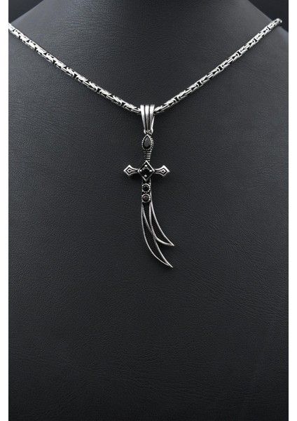 Hz. Ali'nin Kılıcı Zülfikar Kolye Kral Zincir 2 mm 925 Ayar Gümüş 901575 fırsatları