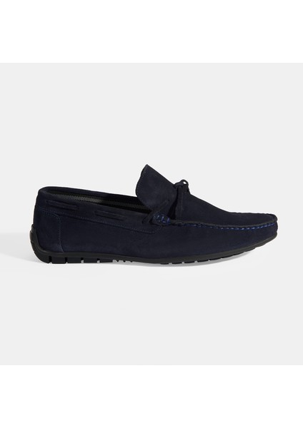 Calandra Lacivert Erkek Bağcık Detaylı Slip-On Süet Loafer