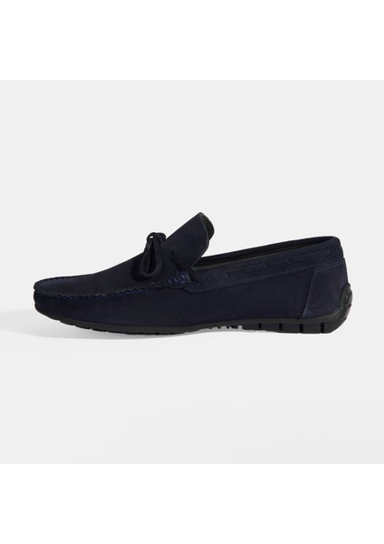Calandra Lacivert Erkek Bağcık Detaylı Slip-On Süet Loafer