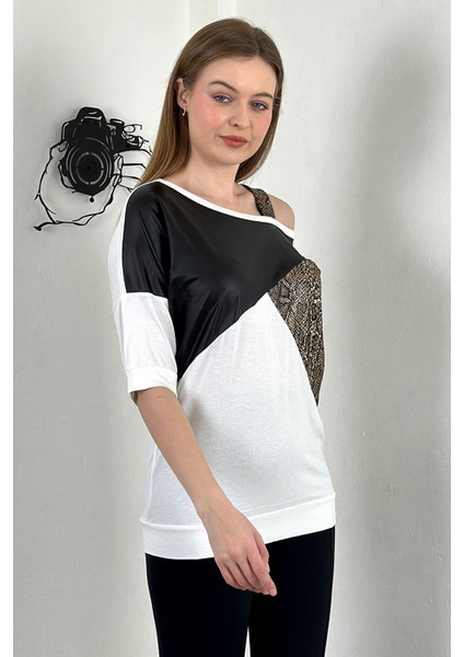 Omzu Askılı Parça Detaylı Rahat Kumaş T-Shirt fiyatları