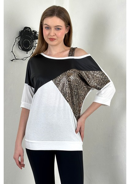 Omzu Askılı Parça Detaylı Rahat Kumaş T-Shirt fırsatları