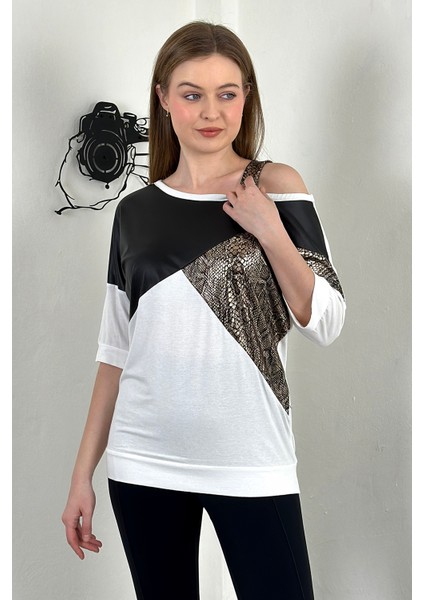 Omzu Askılı Parça Detaylı Rahat Kumaş T-Shirt indirimleri