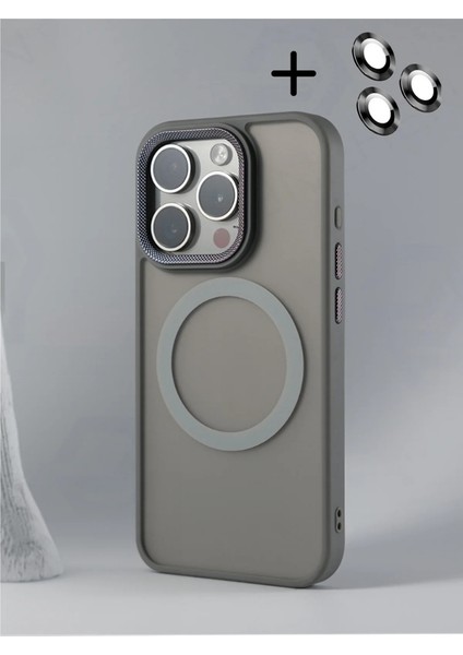 Apple iPhone 15 Pro Max Matte Lüx Case-Lens Koruma Hediyeli Magsafe Özellikli Buzlu Kılıf