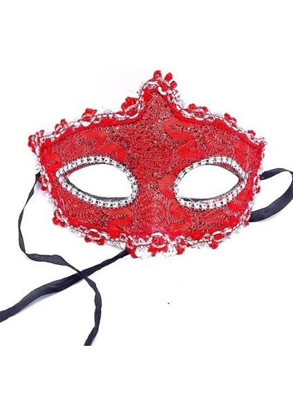 Kırmızı Renk Gözler Kristal Taşlı Dantelli Parti Maskesi modelleri