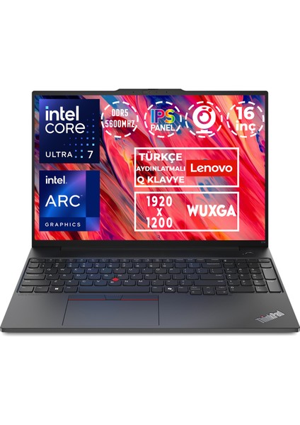 Thinkpad E16 Gen 2 Ultra 7 155H 64GB 4tb SSD 16" Wuxga W11P Dizüstü Bilgisayar 21MA008XTX 022