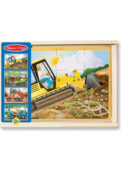 & Doug Ahşap 12X4 Yapboz Seti - Inşaat Araçları