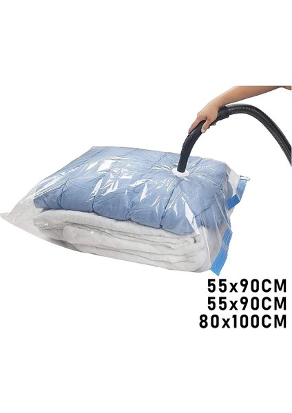 3lü Set Vakumlu Poşet Hurç 2 Adet Xl= 55X90CM + 1ADET Xxl= 80X100CM %75 Yer Tasarrufu (4604)