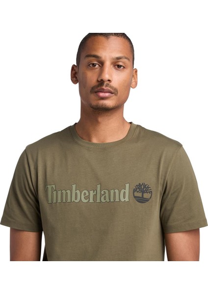 Linear Logo Erkek Haki Yuvarlak Yaka Tişört fiyatları