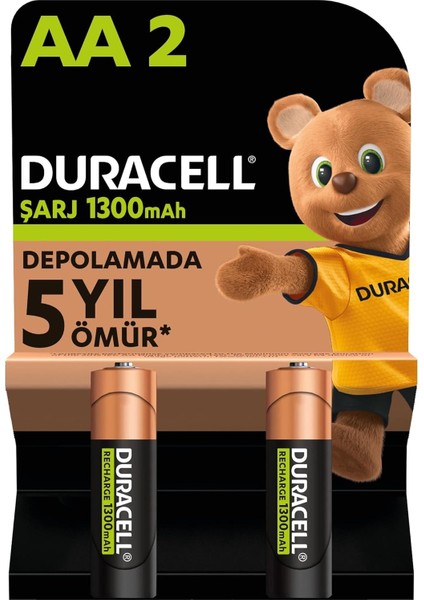 Şarj Edilebilir Pil Aa Kalem (2'li Paket), 1300 Mah Nimh, 2000 Sarj Döngüsü, Önceden Sarj Edilmiştir