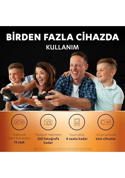 Şarj Edilebilir Pil Aa Kalem (2'li Paket), 1300 Mah Nimh, 2000 Sarj Döngüsü, Önceden Sarj Edilmiştir
