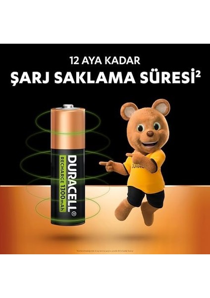 Şarj Edilebilir Pil Aa Kalem (2'li Paket), 1300 Mah Nimh, 2000 Sarj Döngüsü, Önceden Sarj Edilmiştir
