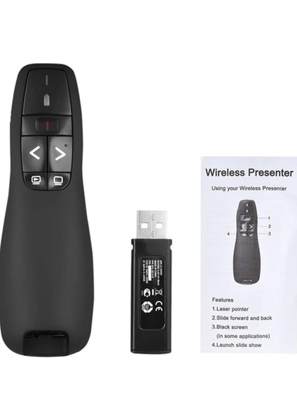 Kablosuz Lazer Sunum Kumandası USB Alıcılı 2,4 Ghz Powerpoint Sunumu Ppt Flip Pen Pointer Clicker Presenter Dahili Alıcı Kırmızı Işık Uzaktan Kumanda