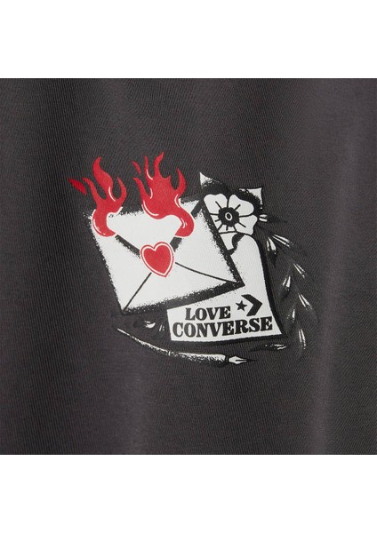 Love Letter Kadın Siyah Yuvarlak Yaka Tişört modelleri