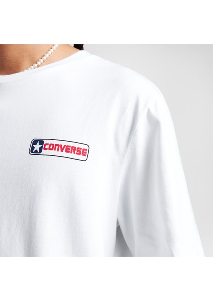 Logo Erkek Beyaz Yuvarlak Yaka Tişört fırsatları