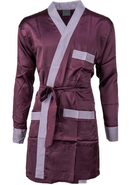 Erkek Şık Klasik Model Röpteşambır Premium Poplin Kumaş Lecco Model Cepli Rob Beli Kuşaklı