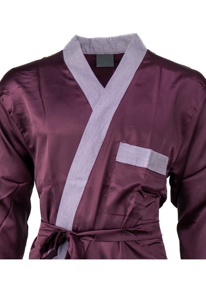 Erkek Şık Klasik Model Röpteşambır Premium Poplin Kumaş Lecco Model Cepli Rob Beli Kuşaklı