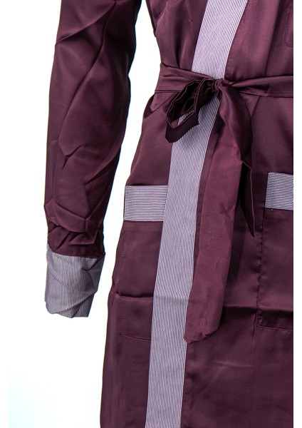 Erkek Şık Klasik Model Röpteşambır Premium Poplin Kumaş Lecco Model Cepli Rob Beli Kuşaklı
