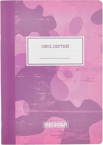 A5 Çizgili Okul Defteri, Pembe Kamuflaj 40 Yaprak