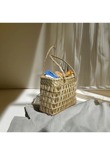 Çok Amaçlı Doğal El Yapımı Hasır Kulplu Plaj Çantası fiyatları