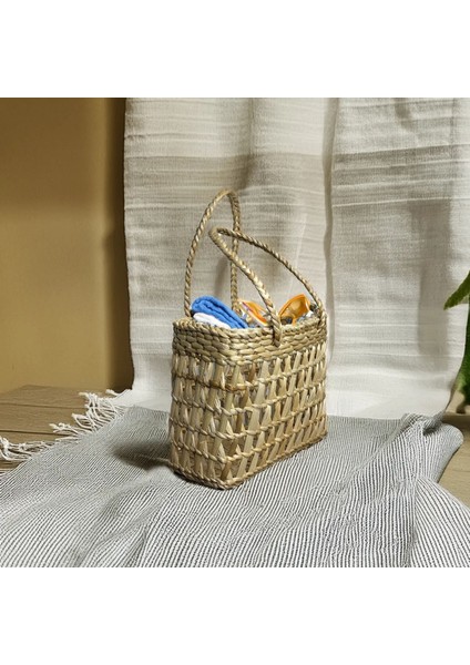 Çok Amaçlı Doğal El Yapımı Hasır Kulplu Plaj Çantası indirimleri