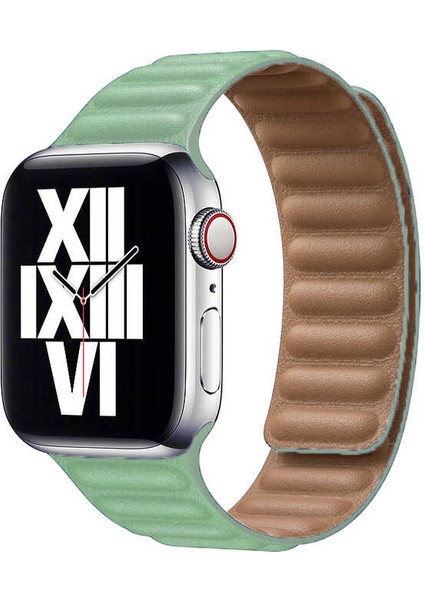 ​​​watch 44MM Uyumlu Krd-34 Deri Kordon - Açık YEŞIL-8682314092609-OTNV50267