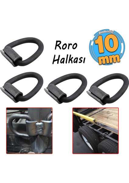 Kaynak Klipli Roro Sallama Halkası 4 Adet Karoser Römork Dorse Sabitleme Metal Halka Bağlama Kancası