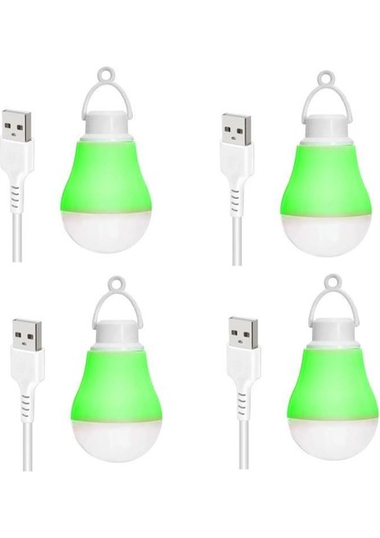 4 Adet 5 Volt - 5 Watt 1 Metre USB Kablolu Beyaz LED Ampul