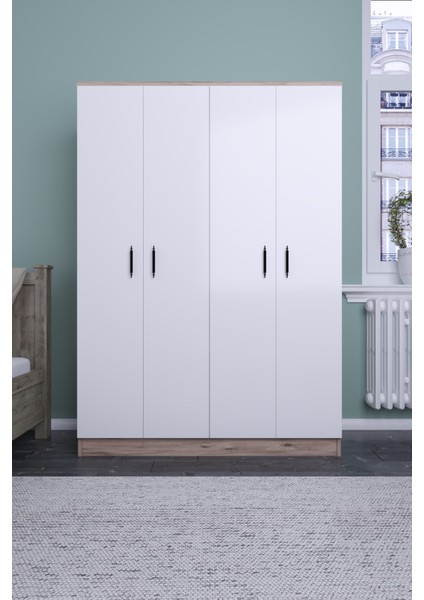 Abete-4 Kapılı Ceviz - Beyaz Gardırop modelleri