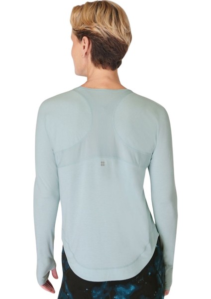 Breathe Easy Long Sleeve Top Kadın Mavi Koşu Tişört indirimleri