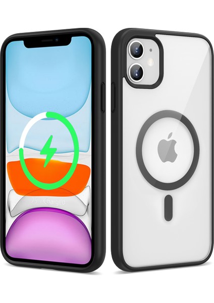 Apple iPhone 11 Kılıf Magsafe Wireless Şarj Özellikli Silikon Zore Ege KAPAK-SIYAH-8680436663912-OTN