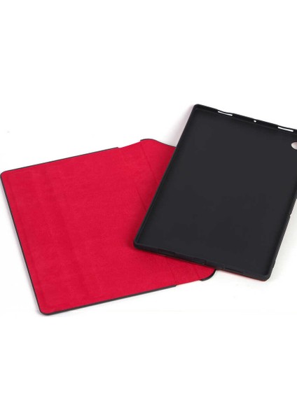 Lenovo Tab M8 Uyumlu Fest Dönebilen Standlı Kılıf-Kırmızı indirimleri