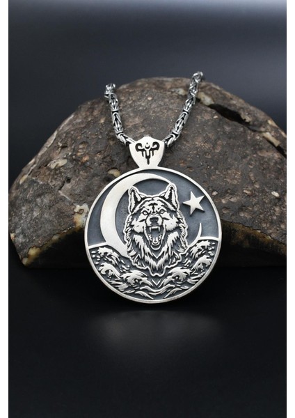 Bozkurt (Kurt) ve Ay Yıldızlı (Ayyıldızlı) 925 Ayar Gümüş Kolye Kral Zincir 2mm 901576 modelleri