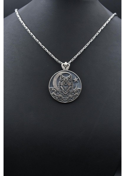 Bozkurt (Kurt) ve Ay Yıldızlı (Ayyıldızlı) 925 Ayar Gümüş Kolye Kral Zincir 2mm 901576 indirimleri