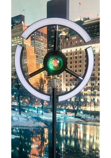 Rgb Modern LED Lambader Dim Edilebilir Oturma Odası Çalışma Odası Siyah Renk