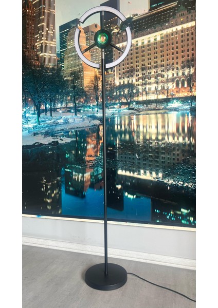 Rgb Modern LED Lambader Dim Edilebilir Oturma Odası Çalışma Odası Siyah Renk