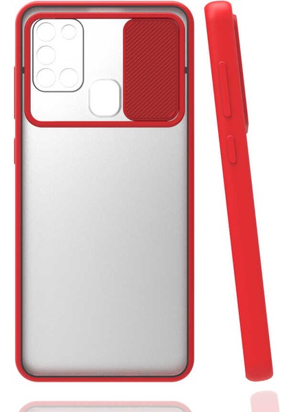 Galaxy A21S Kılıf Zore Lensi KAPAK-KIRMIZI-8682314078627-OTNV46759