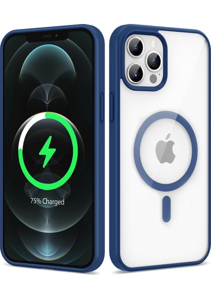 Apple iPhone 12 Pro Kılıf Magsafe Wireless Şarj Özellikli Silikon Zore Ege KAPAK-MAVI-8680436663974-