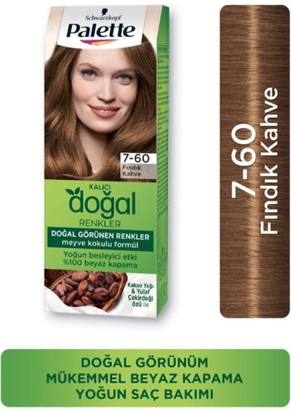Kalıcı Doğal Renkler Saç Boyası 7-60 Fındık Kahve