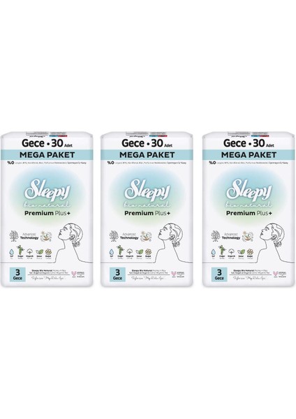 Bio Natural Premium Plus Hijyenik Ped Mega Paket Gece 30x3 90 Adet fiyatları