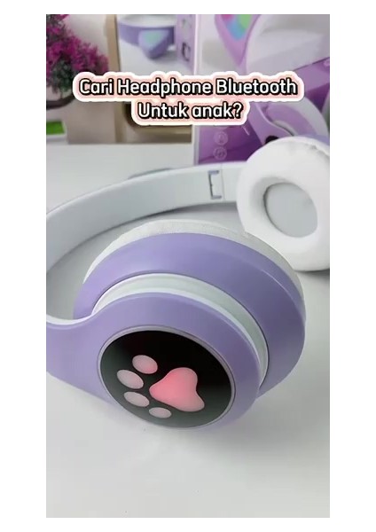 Pembe Bluetooth 5.0 Mikrofonlu Kablosuz Kulaklık Yüksek Ses Akıllı LED Işıklı Kedi Patili fiyatları