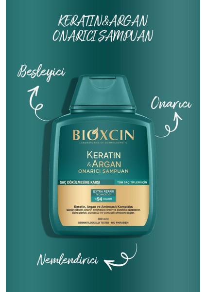 Keratin & Argan Onarıcı Şampuan 300ML + Keratin Argan Saç Bakım Yağı + Saç Kremi fiyatları
