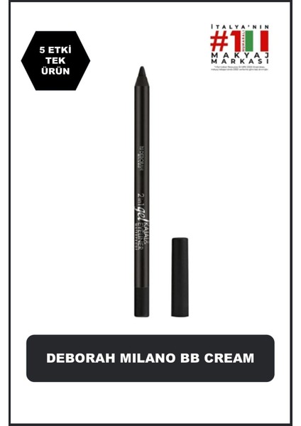 2in1 Gel Kajal ve Eyeliner Kalem Yoğun Siyah Hassas Uçlu Profesyonel Makyaj 1 Adet fiyatları