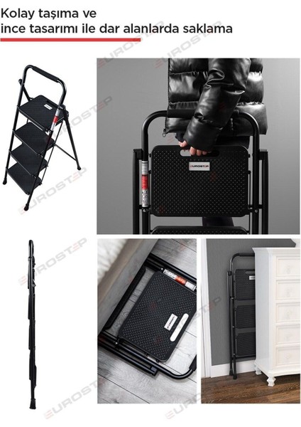 4 Basamak Siyah Merdiven Geniş Basamaklı Eurotower modelleri