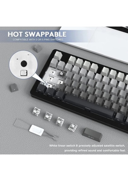 Attack Shark M87 Prov2 White Switch Mekanik Rgb Triplemode E-Sports Profesyonel Gaming Oyuncu Klavye